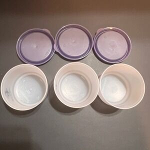 Tupperware Set of 3 Take 5 Snack Cups Purple White Excellent Vintage Containers